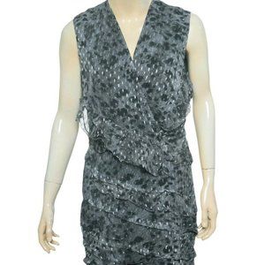 Iro Corie Mini Dress M 8 Women Casual Printed Metallic Clip Dot Short